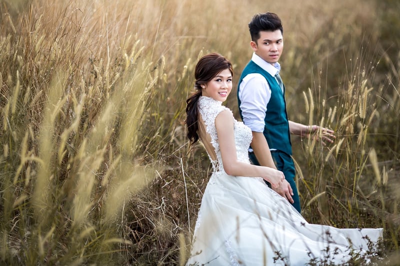 Romantic wedding couple